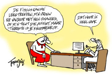 F.C. Knudde-strip van Toon van Driel: een gesprek bij de fysiotherapeut.